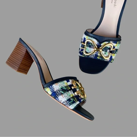 kate spade | Shoes | Kate Spade Navy Blue Green White Tweed  display picture 1